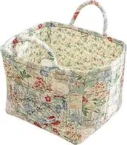 Boho Fabric Storage Basket – 2025 New Quilted Cloth Organizer with Handle, Pastoral Style, Space-Saving Design for Toys, Home, Nursery, or Closet – Stylish and Functional Storage Solution