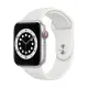 Apple Watch S6 GPS+LTE, 44mm 銀色鋁金屬錶殼 白色運動錶帶 _ 台灣公司貨 + 贈品