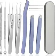 WSYUB Blackhead Tweezers,Ingrown Hair Tweezers,Pimple Popper Tool Kit,Acne Needle Tool, Blackhead Extractor,Eyebrows Facial Hair Razors
