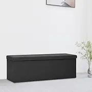 Generic Folding Storage Bench Black Faux Linen,338791