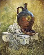 Ceramic Tile Mural Backsplash Davenport Wine Jug Art POV-WDA004