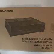 Huanuo Black Mesh Monitor Stand Riser Dual Tier Storage Drawer Organizer HNLM5