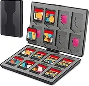 fivtek Game Card Case for Nintendo Switch/Switch Lite/OLED, Switch Game Holder Storage Card Portable Cartridge Case with 16 Game Card Slots and 16 Micro SD Card Slots(Black)