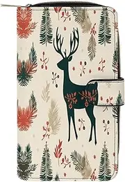 [LQPMNK] PU Leather Wallet, Christmas Reindeer Print Wallet with Multiple Slots Elegant Wallet Business Wallet Travel Wallet Bifold Wallet, style, 19.7x11x3.5cm, Minimalist
