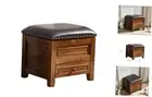 Storage Ottoman with Drawer, Shoe Bench Use Microfiber Leather Cushion Top