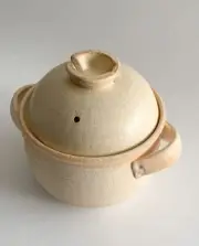 Banko Ware Japanese DONABE Earthen Rice Pot YAMABUKI Double Lid Pottery
