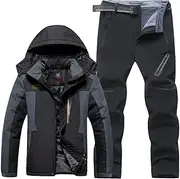 [CLSQLXYJZC] Thermal Ski Jacket Pants Sets, Winter Fleece Thickening Windproof Warm Detachable Hood Outdoor Sports Zip Ski Suit, for Hiking Casual Snowboard Ski Suit Set(Color4,4X-Large)