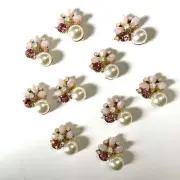 Rhinestone & Pearl 17mm Flatbacks x 10pcs - Style 15