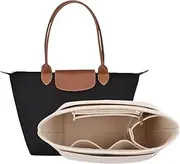 D.DUO Bag Insert Organizer, purse accessories, Suitable For Longchamp long handle tote organizer (Beige, L（long handle）)