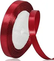 Burgundy Satin Ribbon 3/8 Inch x 25 Yards, Solid Color Polyester Fabric Ribbon for Gift Wrapping, Craft, Bows Making, Wreaths, Bouquets, Sewing Projects, Baby Showers and Wedding Party Decoration