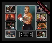 IRON MIKE TYSON WBA WBC IBF BELTS LTD EDT 100 ONLY SIGNED FRAMED MEMORABILIA