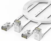 90 Degree Cat 6 Ethernet Cable Flat 1.5FT, 2 Packs Right Angle Down Angle Cat6 Internet Network Cable- Ethernet Patch Cable Short - Computer LAN Cable -White
