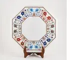 12" Marble corner / side Table Top handmade Floral Work Art pietra dura