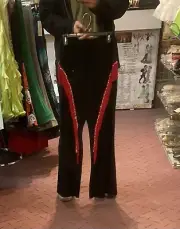 0184 MLP001 Lady's pants, black w/Red fringe,,,,, size M(Tw size L ) for women