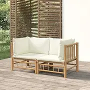 Sofa Furniture Set, Balcony Furniture, Garden Corner Sofas with Cream White Cushions 2 pcs for Porch, Poolside, Deck, Garden, 69 x 69 x 65 cm