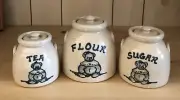 Handmade M.P.C. Miniature 3 Piece Pottery Canister Set Edgerton WI Artist Signed