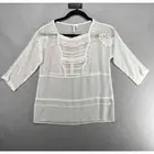 New Lauren Conrad Top Womens XS Ivory 3/4 Sleeve Boho Cottagecore Coastal Shirt