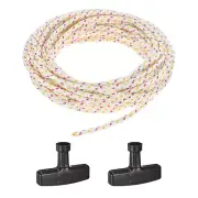 Recoil Starter Rope Pull Cord with Handles 5mm 10m [White Red Yellow,Black]