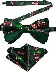 [DiBanGu] Boys Christmas Pre-tied Neckties and Pocket Square Set Adjustable Strap Tie for Kids Xmas Holiday Party