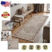 Washable 2x6 Runner Rug - Vintage Floral Soft Non-Slip for Kitchen & Hallway