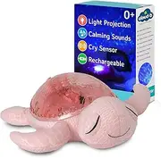 ﻿﻿Cloud b Ocean Projector Nightlight with 2 White Noises & 2 Soothing Sounds | Adjustable Settings | Cry Sensor | Tranquil Turtle - Pink (Rechargeable)