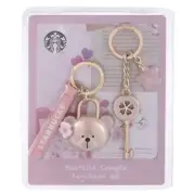 Starbucks Cherry Blossom Bear Keychain Pink Sakura Lock & Key Set 2023 -no card