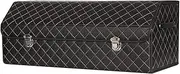 SOGA Leather Car Boot Collapsible Foldable Trunk Cargo Organizer Portable Storage Box Black/White Stitch with Lock Large