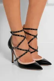 NIB Valentino Love Latch Eyelet Gladiators Strappy rockstud black nude Shoes 36