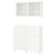 BESTÅ storage combination w doors/drawers, white/Lappviken/Stubbarp white clear glass, 120x42x213 cm