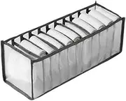 AIMALL Foldable Drawer Organiser Divider Bra Sock Underwear Storage Closet Wardrobe Box, Gray,White, Grey with 11 Boxes