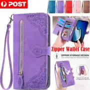 For iPhone 16 16e 15 Plus 14 13 12 Pro Max Case Wallet Purse Card Holder Cover