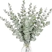 20Pcs Faux Eucalyptus Stems 15 Inch Lifelike Dried Eucalyptus Leaves Green Color Low Maintenance Fake Plants for Wedding Centerpiece Spring Easter Farmhouse Home Decoration