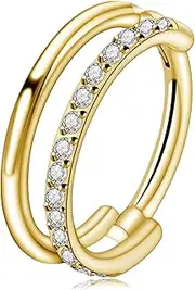 [FINE4U] Cartilage Earring Hoop for Conch Helix 16G 8mm 10mm 12mm, ASTM F136 Titanium Piercing jewelry for Women & Men, Body Implant Grade Nose Rings, Hypoallergenic Hinged Clicker