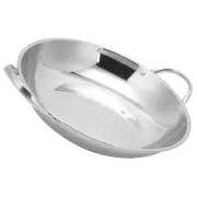 Stainless Steel Pot Pan with Lid Double Frying Pancake Wok Skillet