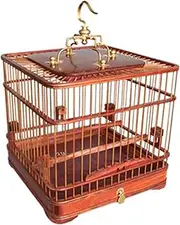 Birdcage Traditional Chinese Style Wooden Bird Cage Classic Square Carved Bird Garden Decoration Parrot Bird Cage