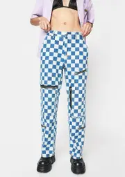 [x-Girl] Skater Flight Checkered Denim Pants
