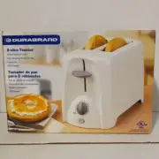 DURABRAND White 2 Slice Toaster TS-50-Self Adjusting Bead Guides-800W-NIB