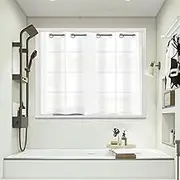 YISURE Plastic Frosted PEVA Bathroom Window Curtain, No Hook Needed Short Peva Privacy Waterproof Shower Curtain for Shower Room, Width 60 x Length 48 Inch