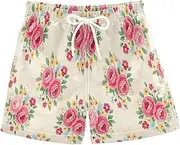 [RPLIFE] Kids Swimming Shorts, Anti Chafe Swim Trunks for Boys 2 T, Red Roses