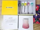 Le Creuset Food Pick & Small Jar Set Pink Pastel Rainbow Stoneware New in Box