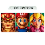 Super Mario Bros, 3D Poster, Bowser Princess Peach