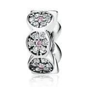 Silver plating Pink Spacers Charms Fit Bracelet Women Fashion Jewelry