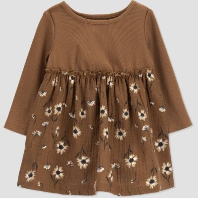 Carter's Just One You Baby Girls' Floral Dress - Brown/White 3M