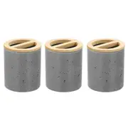 3x Boxsweden Bano 8x10cm Bathroom Ceramic Toothbrush Holder Organiser GR Speckle