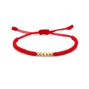 Gold Beads Red String Protection Bracelet