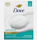 Dove Beauty Bar Soap Sensitive, 8 Bars for Sensitive Skin, Fragrance Free and Hy