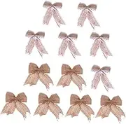iplusmile 12Pcs Lace Bowknot Ornaments for Christmas for Weddings Festivals DIY Crafting Home Decoration Charming Holiday Hanging Accents