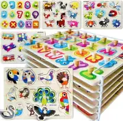 QUOKKA Wooden Puzzles for Toddlers 1-3 - 6 Alphabet Puzzles for Educational Toys