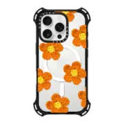 iPhone 16 Pro Bounce Case MagSafe Compatible Crochet Flowers - Orange