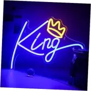 King Neon Sign Blue Letters Led Neon Light Pink Crown Led Neon Signs Wall